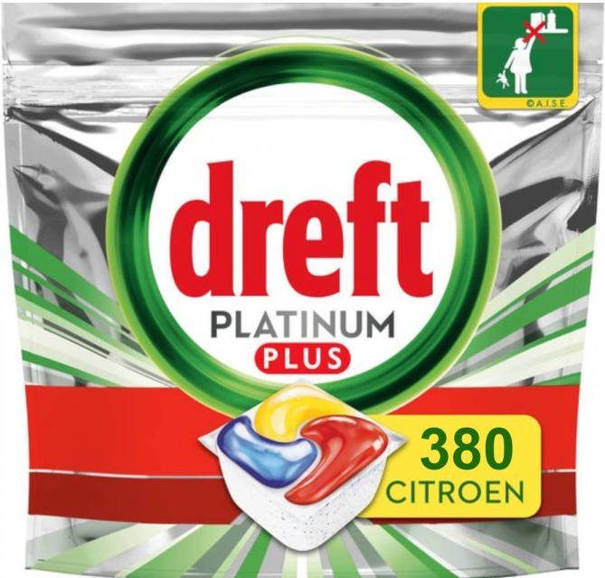 Dreft Platinum Plus All In One Lemon 380 Stuks(4x95) Voordeelverpakking Vaatwastabletten