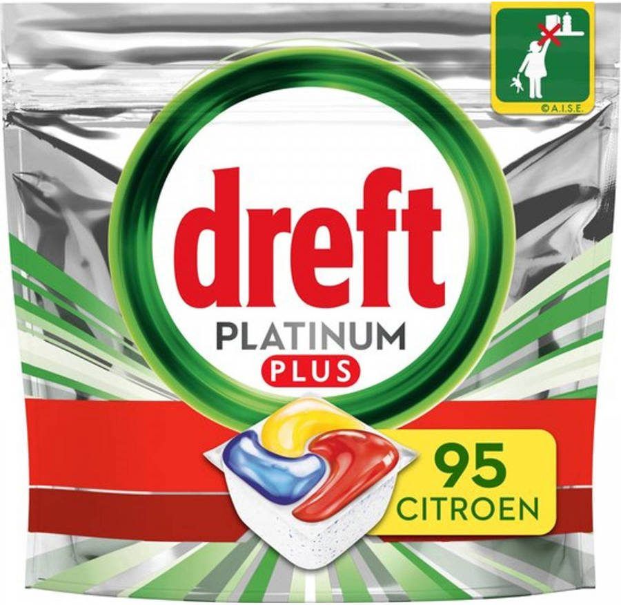 Dreft Platinum Plus All In One Lemon 95 Stuks Voordeelverpakking Vaatwastabletten