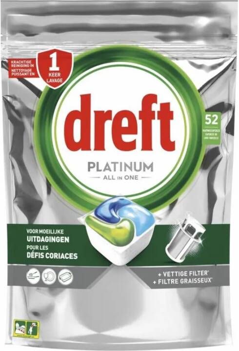 Dreft Platinum All In One Vaatwastabletten Original 52 Stuks